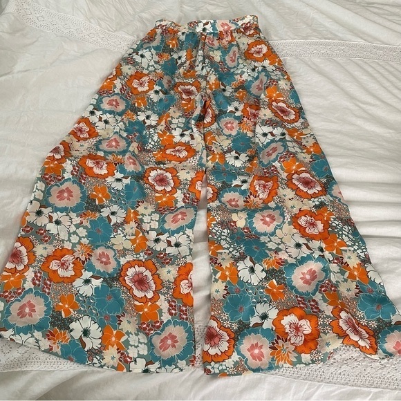 Botanik Studio MEDIUM Wide Leg Pants Skirt Long Floral Flowers - Picture 3 of 10